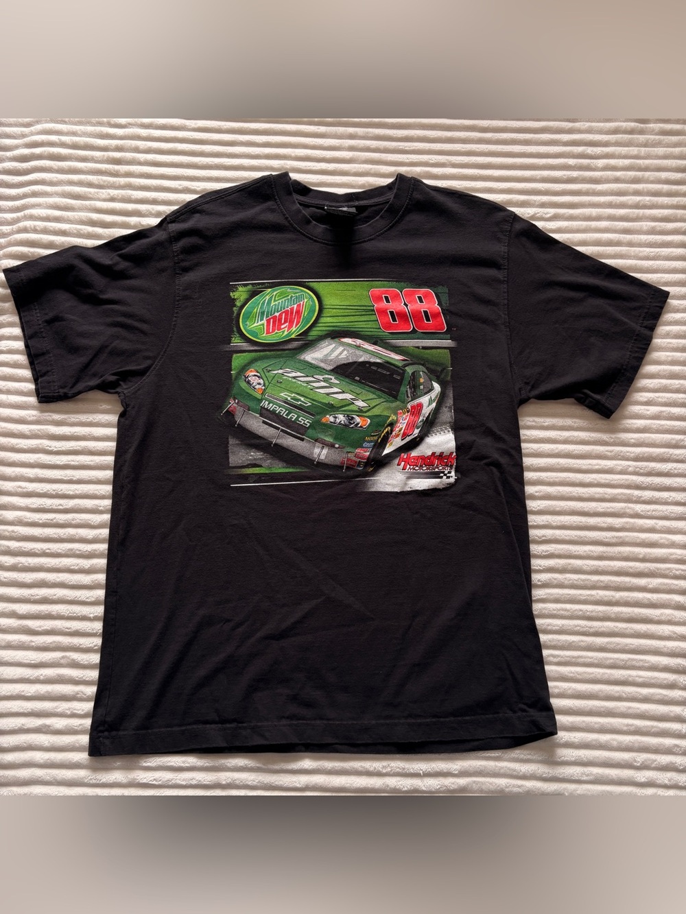 Dale Earnhardt jr Mountain Dew #88 NASCAR Racing Black Green Graphic Tee